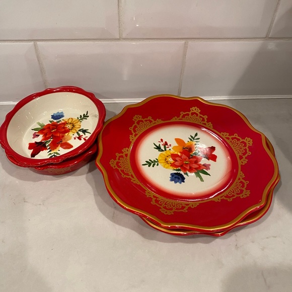 The Pioneer Woman Dessert Plate x 2 Mini Pie Plate x 2 Winter Bouquet dishes - Picture 5 of 6